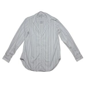 Frank & Eileen Shirt Women's XS White‎ Striped Button Up Collared Frank Classic